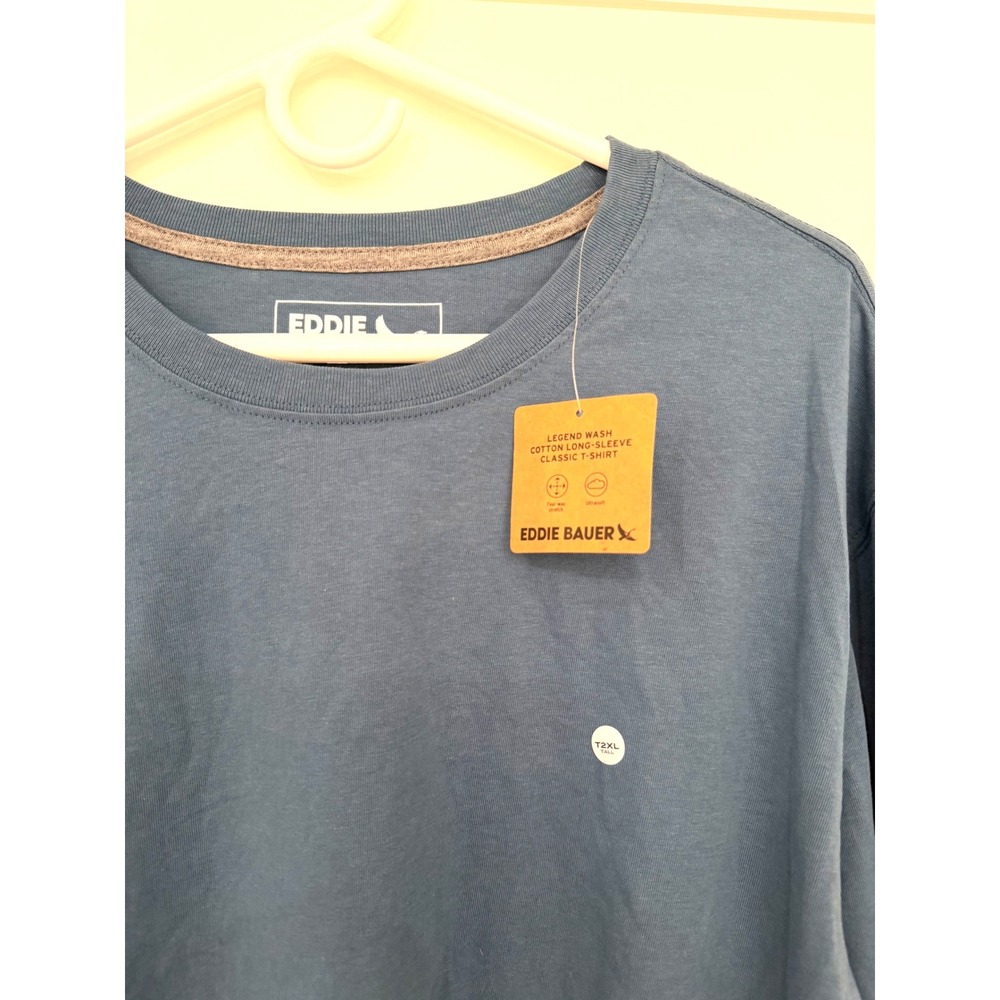 Eddie Bauer Legend Wash Long Sleeve T-Shirt Mens T2XL Tall Sea Blue 2539 NEW - Picture 2 of 8